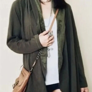 DREW Anthropologie Olive Green Long Sleeve Open Front Cardigan